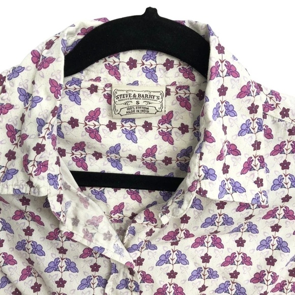 COPY - Steve & Barry's Womens Floral Pink Purple Long Sleeve Button Down Top Sh… - Picture 3 of 3